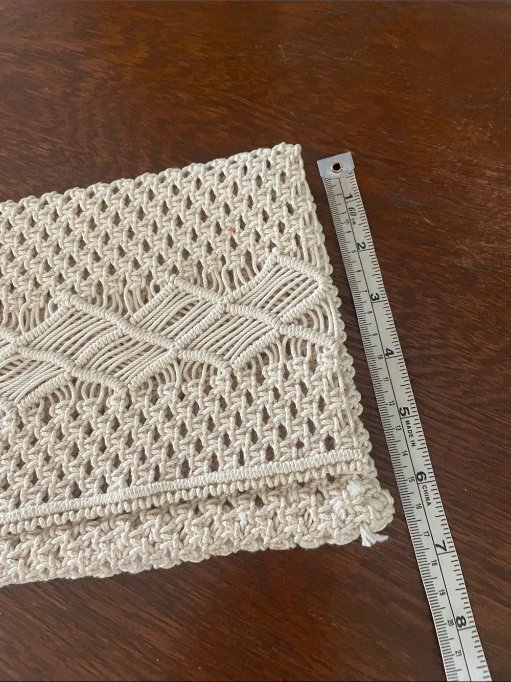 Handmade Cream Crochet Clutch Bag like new